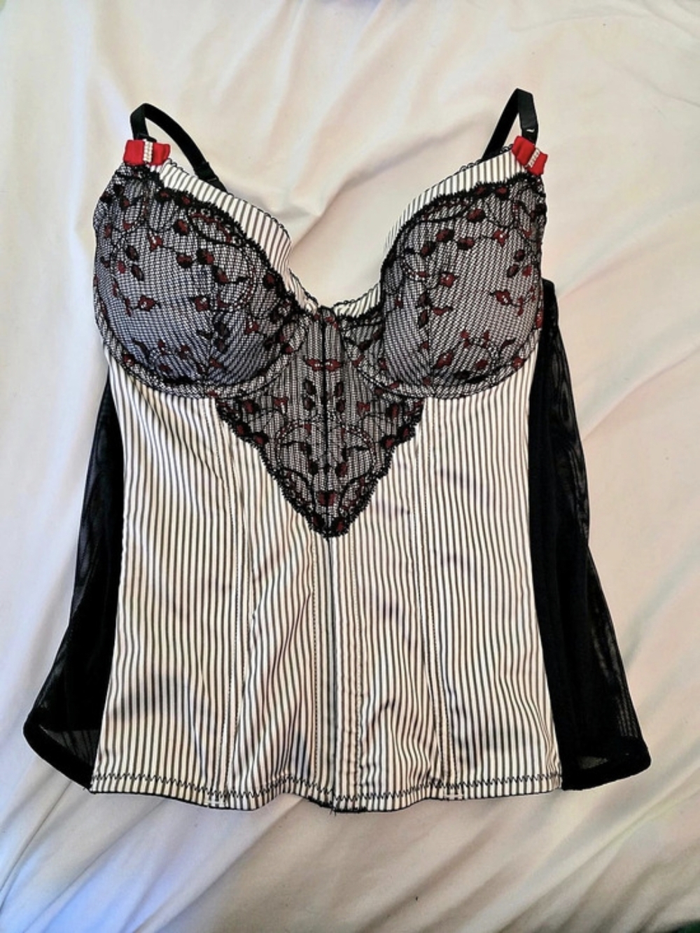 La Senza Striped Lace Boustier Size Medium